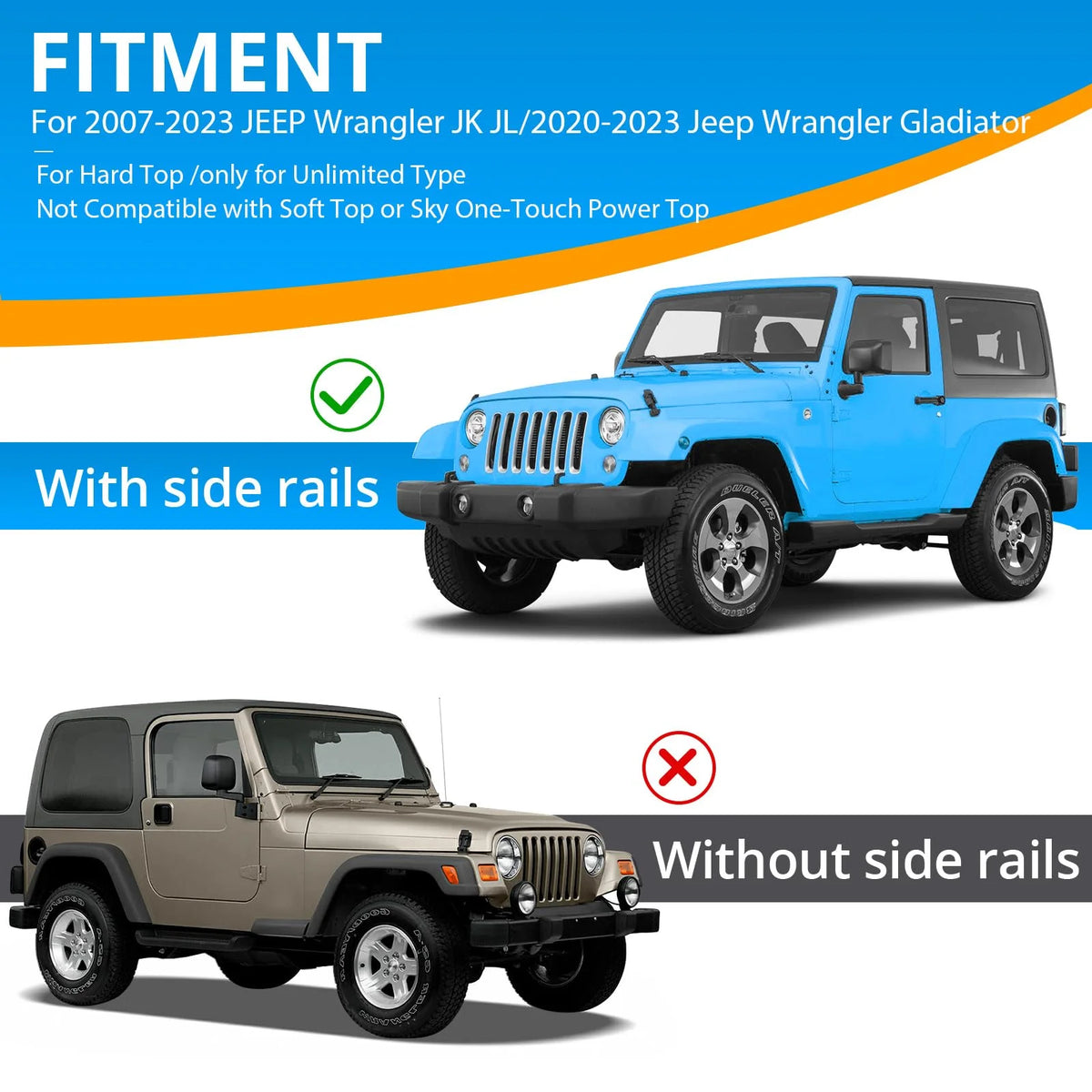 Heavy Duty Steel Roof Rack Cross Bar for Jeep Wrangler JK JL Unlimited B1402