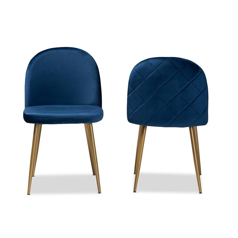 Navy Blue and Gold Metal 2-Piece Dining Chair Set F28525