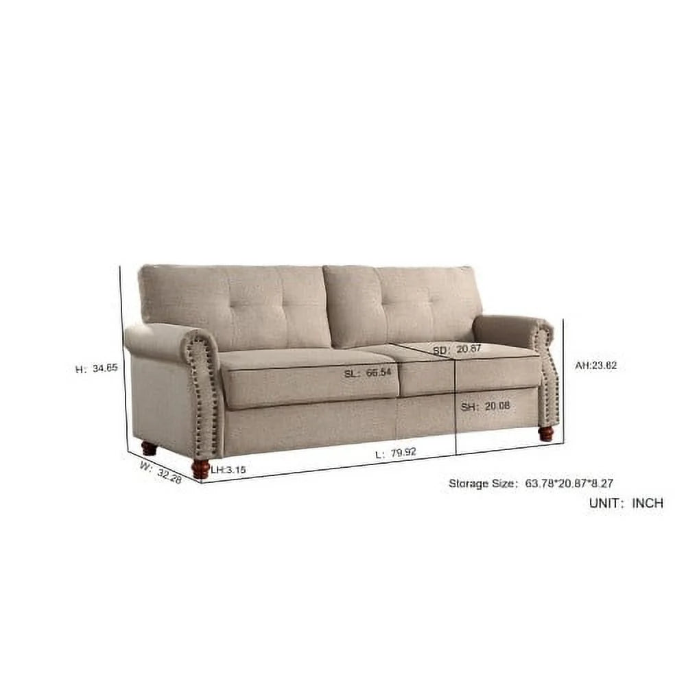 Linen Upholstered 2 Seater Couch with Storage G424