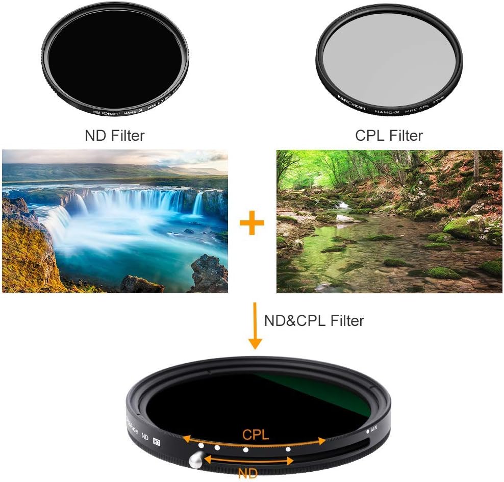 62mm Variable Fader ND2-ND32 ND Filter and CPL Circular Polarizing Filter 2 in 1 A33854