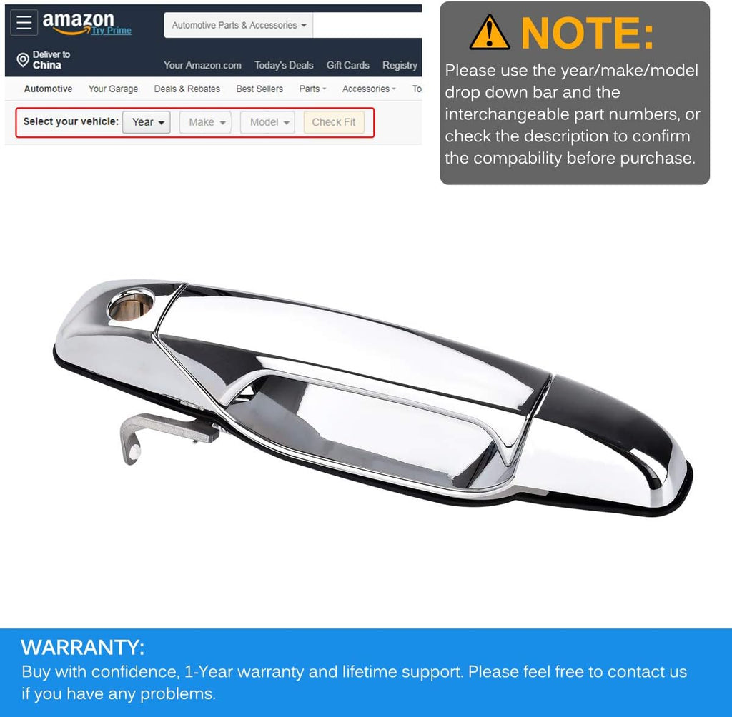 Outside Exterior Door Handle Front Driver Side Replacement Pack of 2 W72862