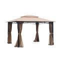 Sand Double Roof Patio Gazebo with Mosquito Netting U937