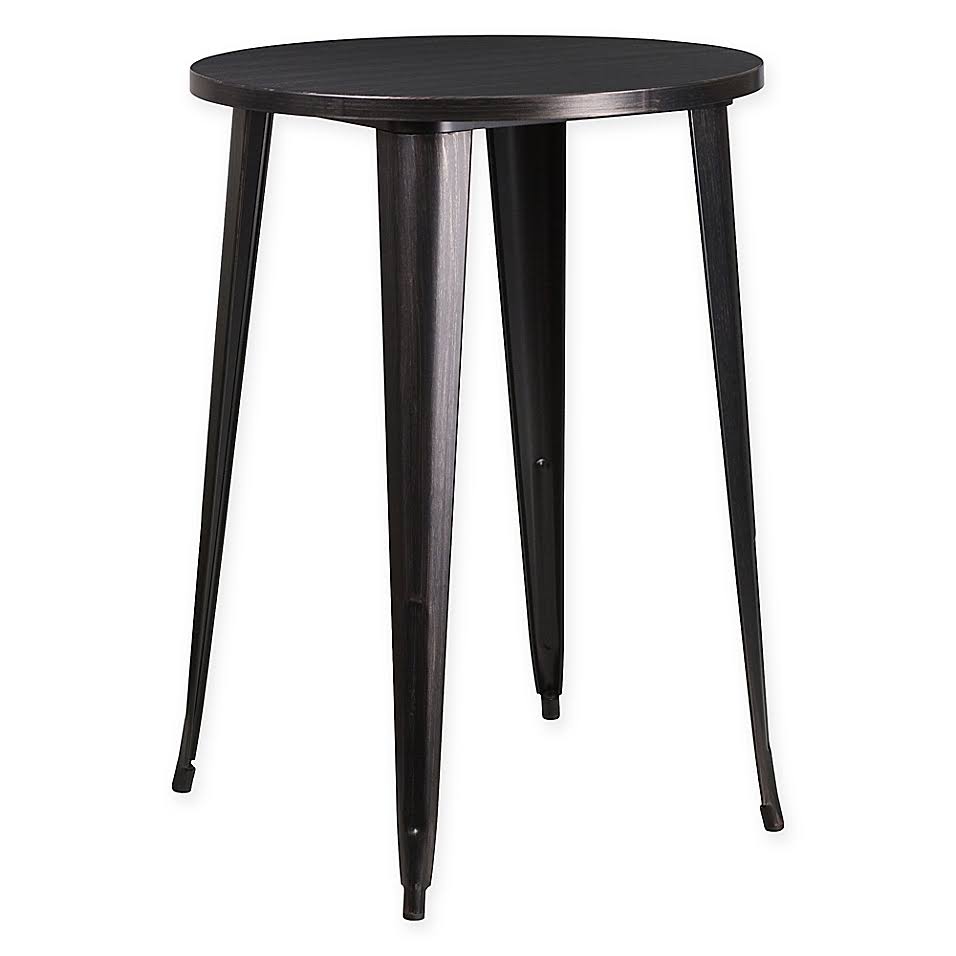 Black/Antique Gold Round Metal Cafe Table B8760