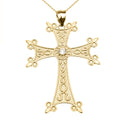 14K Yellow Gold Armenian Cross Pendant Necklace with 22" chain N814285