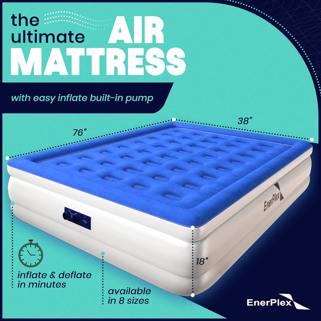 Twin 13 Inch Double Height Inflatable Air Mattress with Built-in Dual Pump L44947