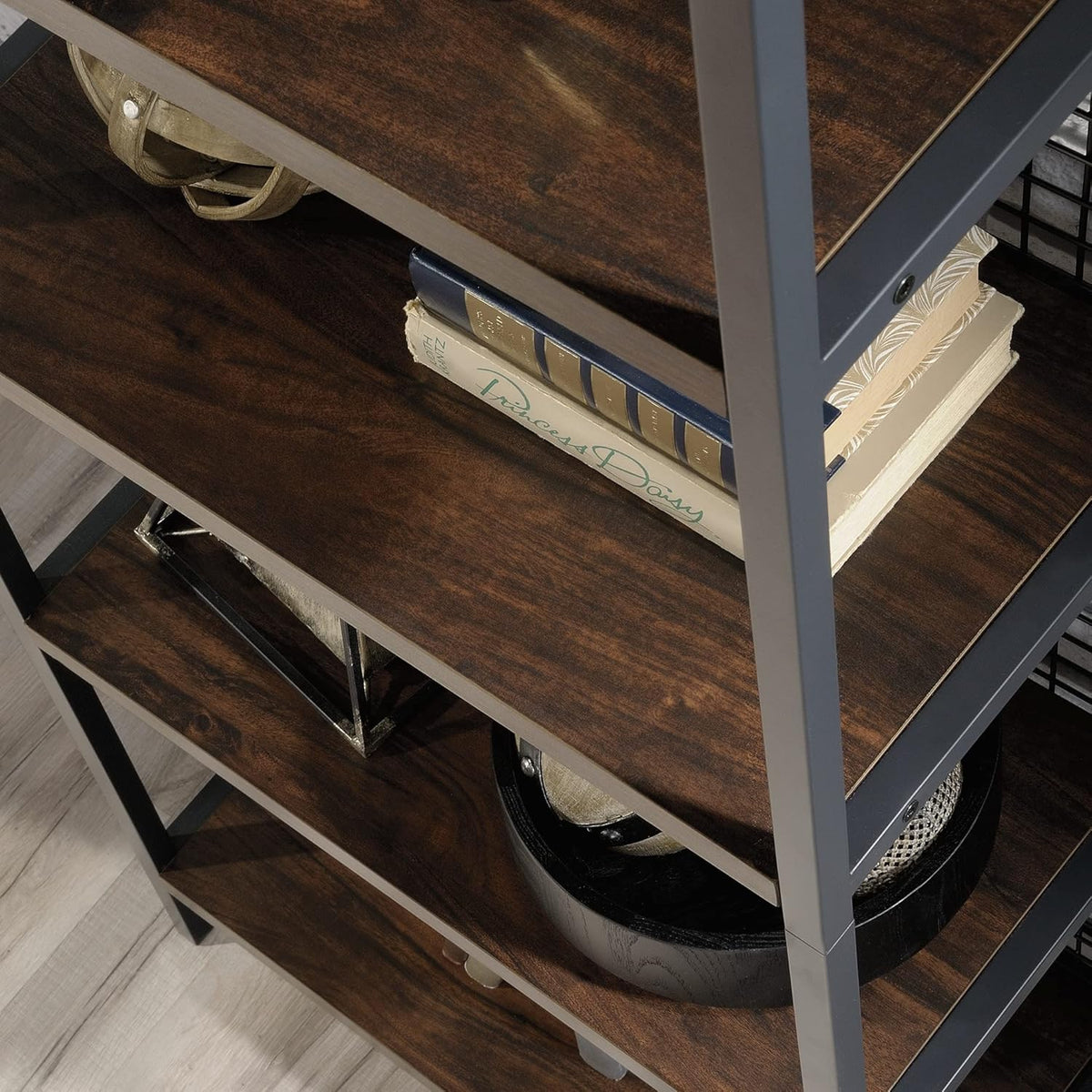 4-Shelf Metal & Wood Bookcase S654