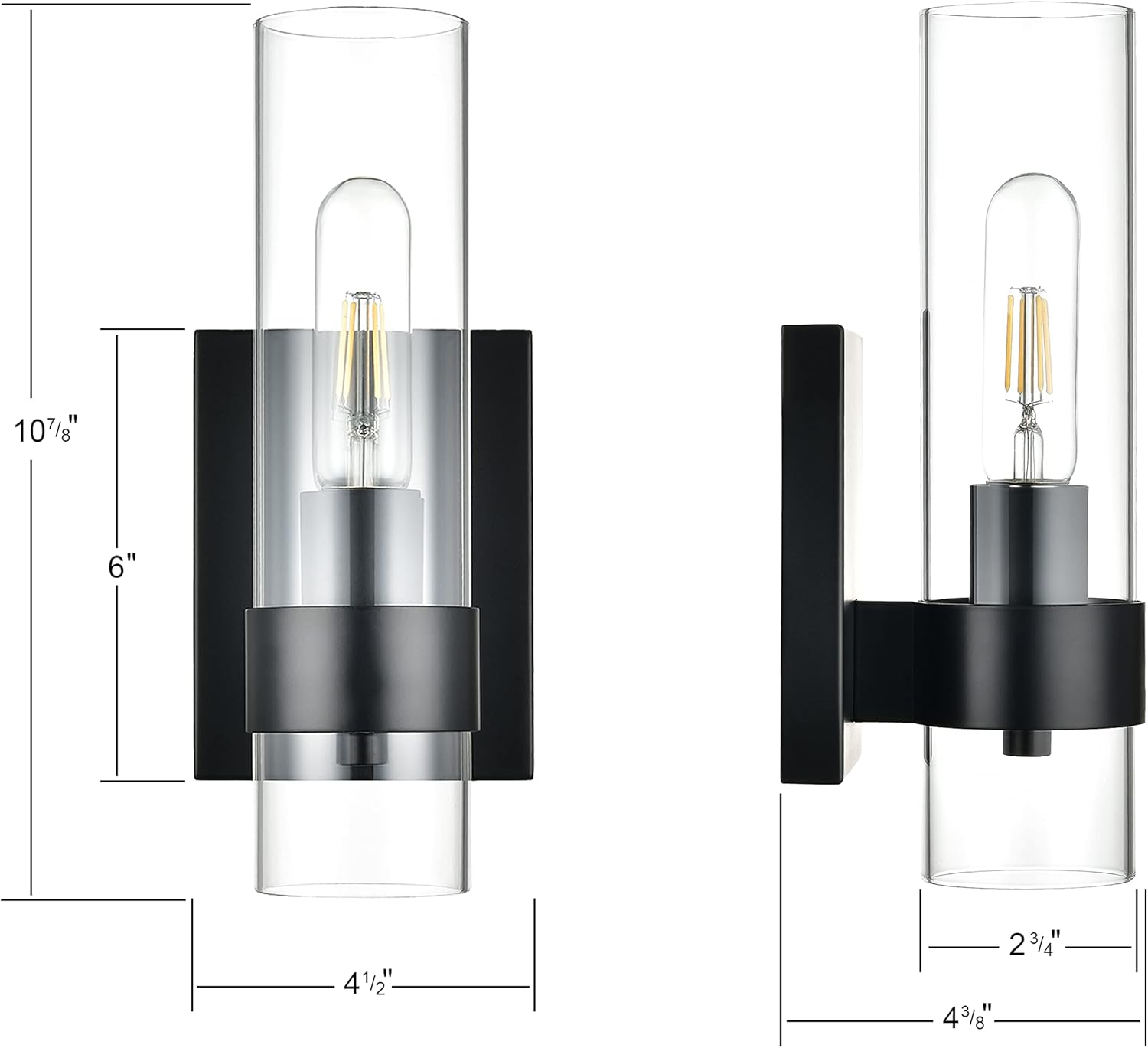 Black Glass Wall Sconce U3716