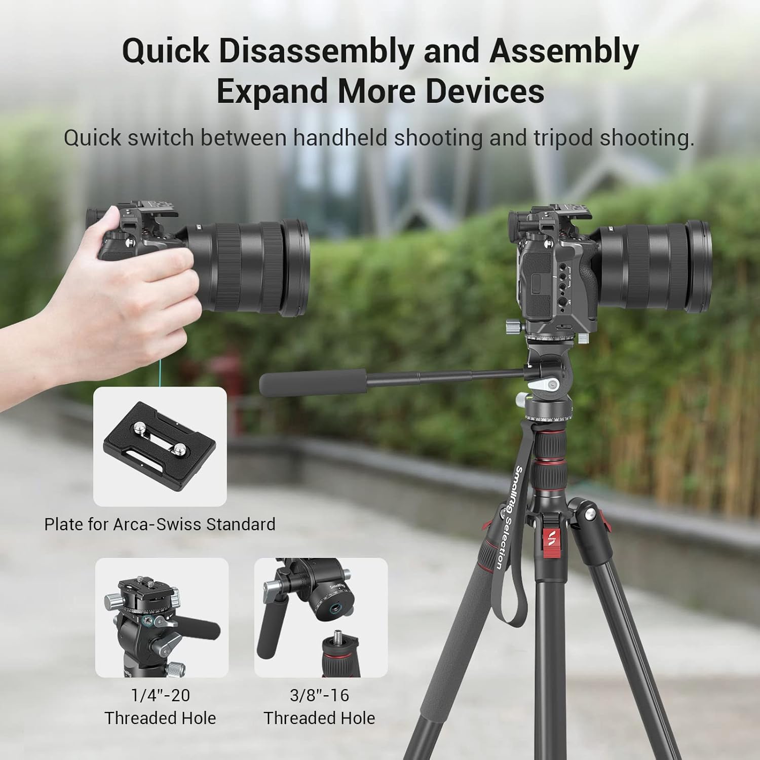 Video Head with Quick Release Plate for Compact Video Cameras and Tripod H97457
