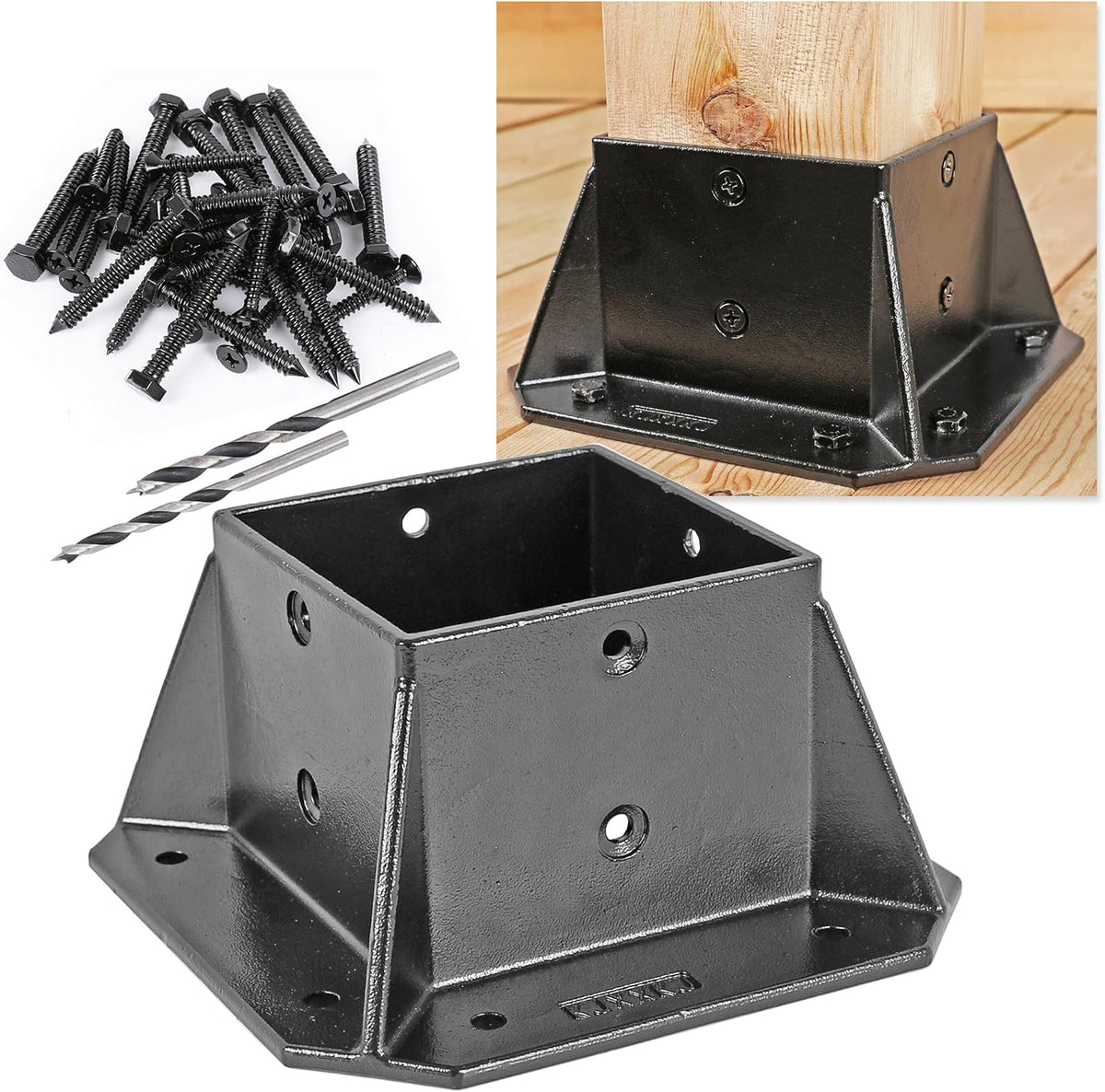 Black Finish 2 Pack Stainless Steel Square Flange Anchor Base with Screws Y435870