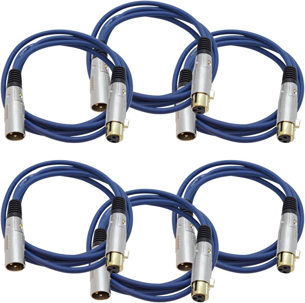 6 Pack 6 Foot Gold Plated Orange XLR Microphone Cable R49635