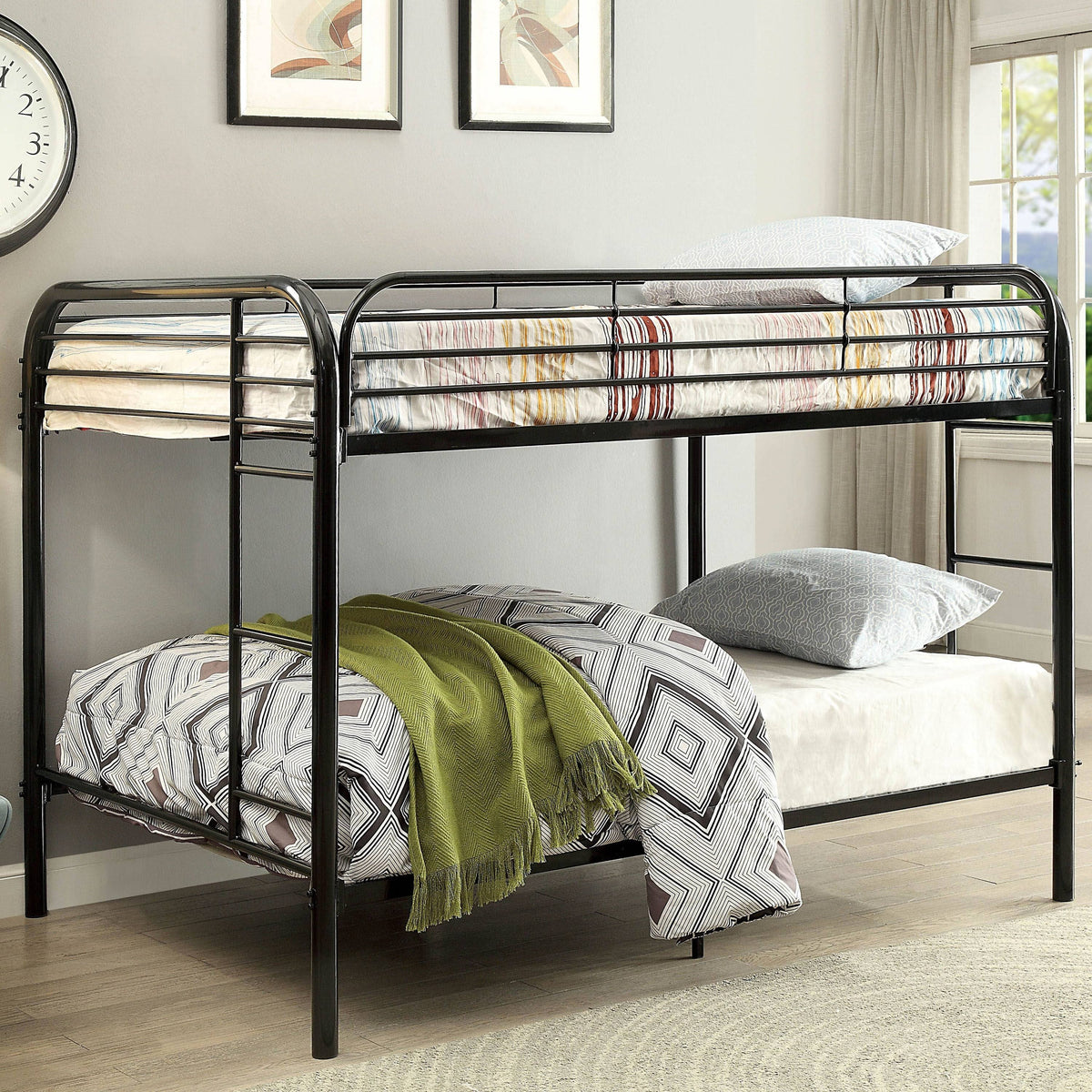 Black Metal Bunk Bed E5566