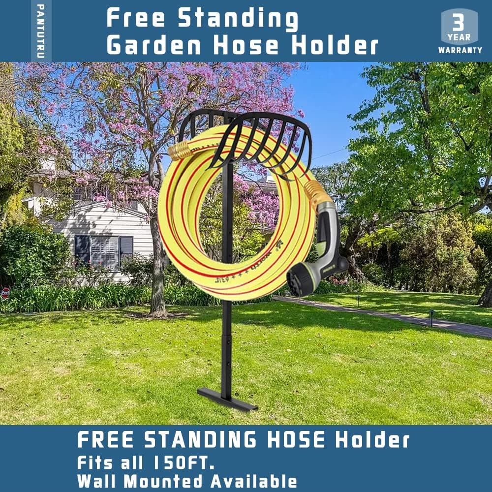 Black Pack of 2 Freestanding Hose Holder Stand Rack K9885