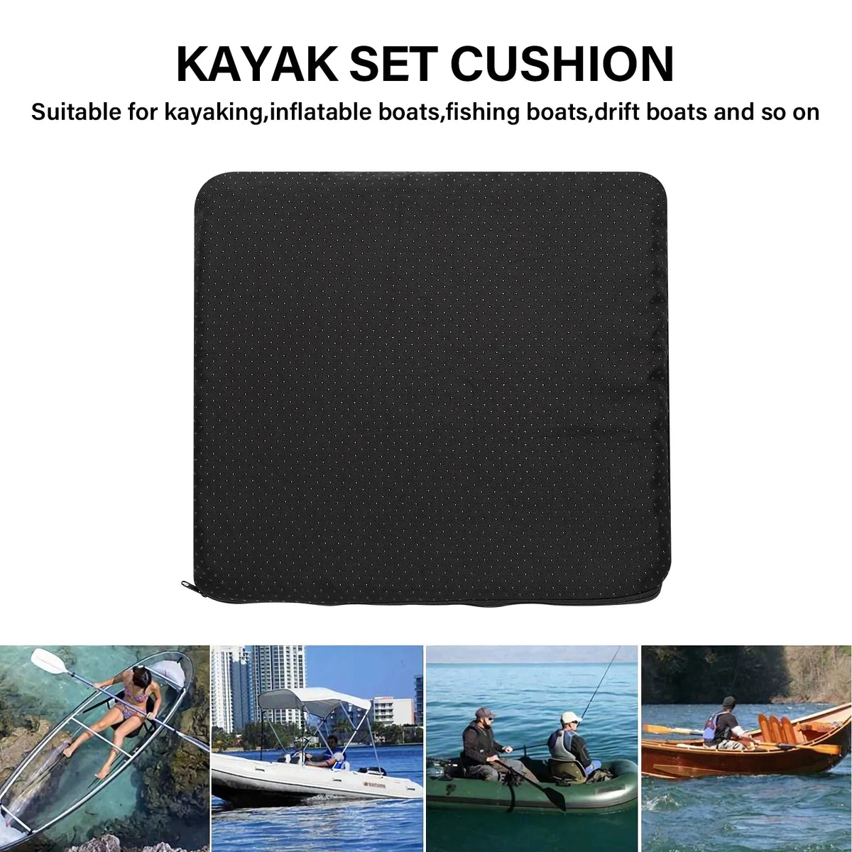 Gel Kayak Seat Cushion with Washable Non-Slip Cover, Waterproof Double Thicken Layer, Breathable Honeycomb Design, 14.9inch*12.9inch*1.1inch C15705