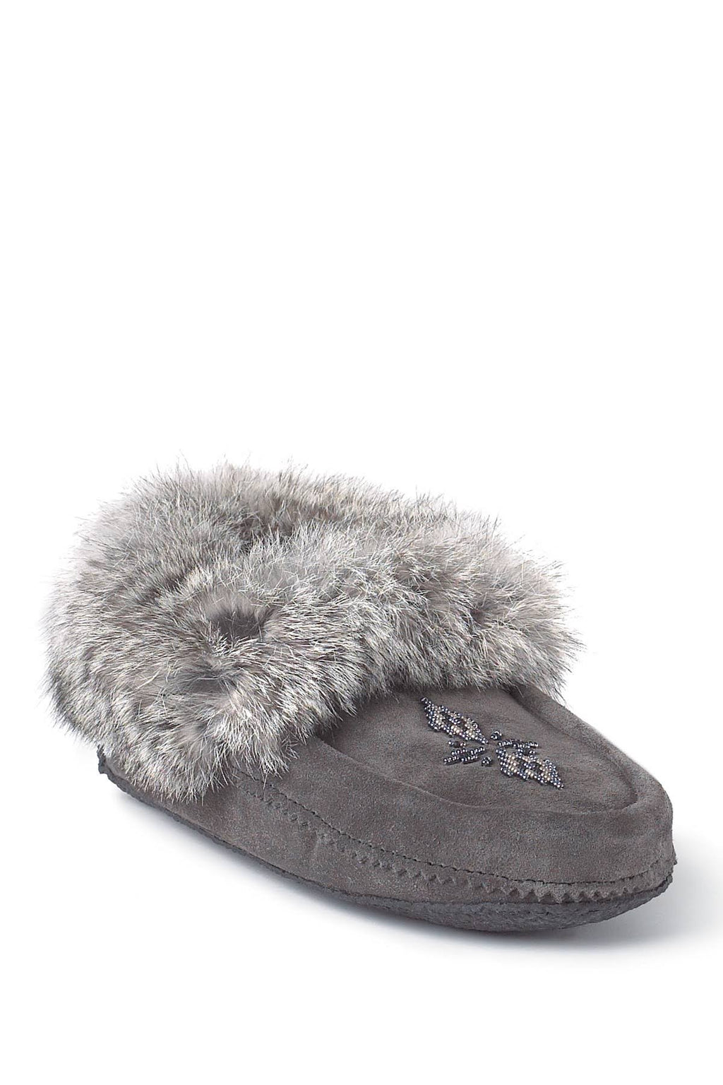 Genuine Rabbit Fur Trim Moccasin B512576
