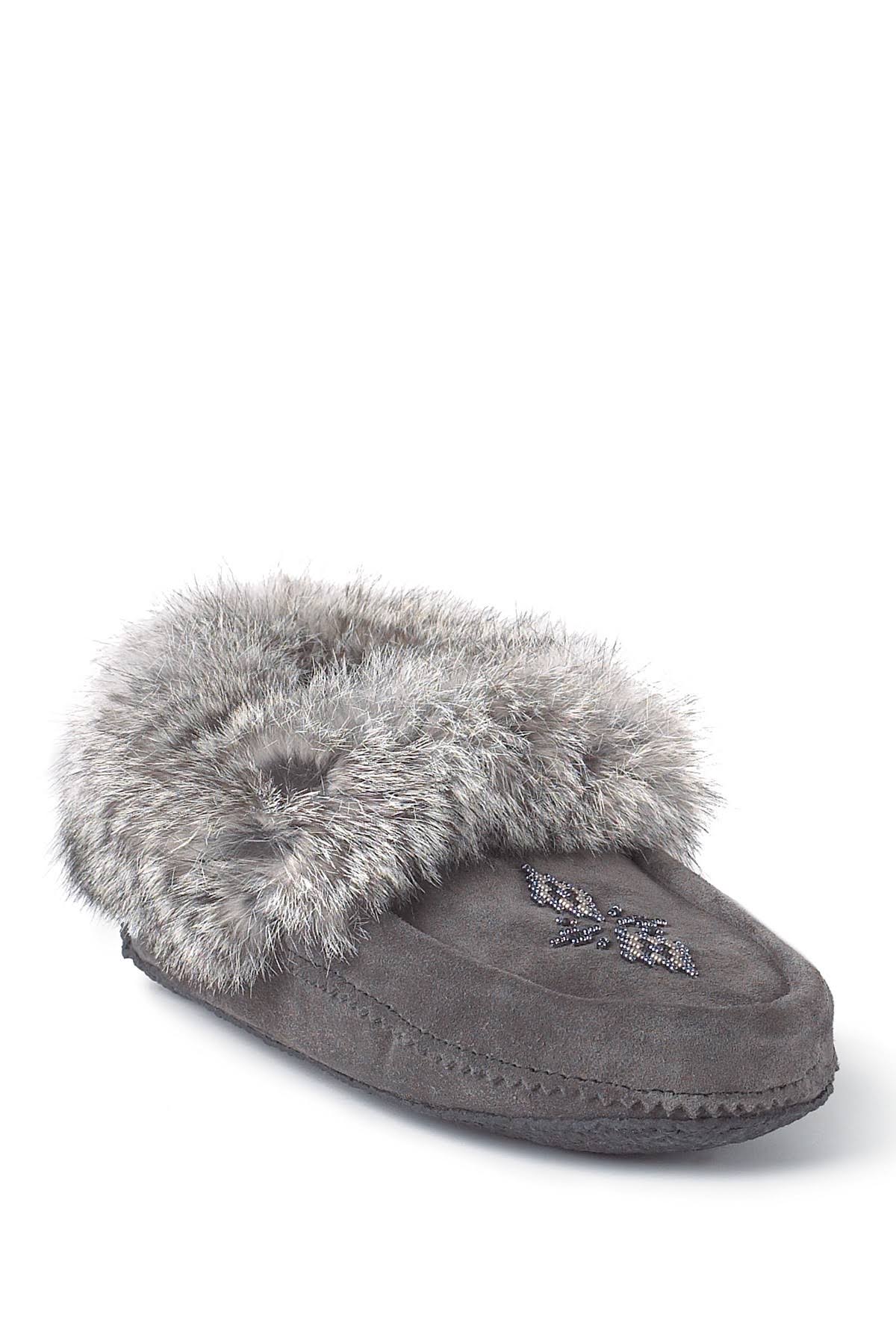 Genuine Rabbit Fur Trim Moccasin B512576