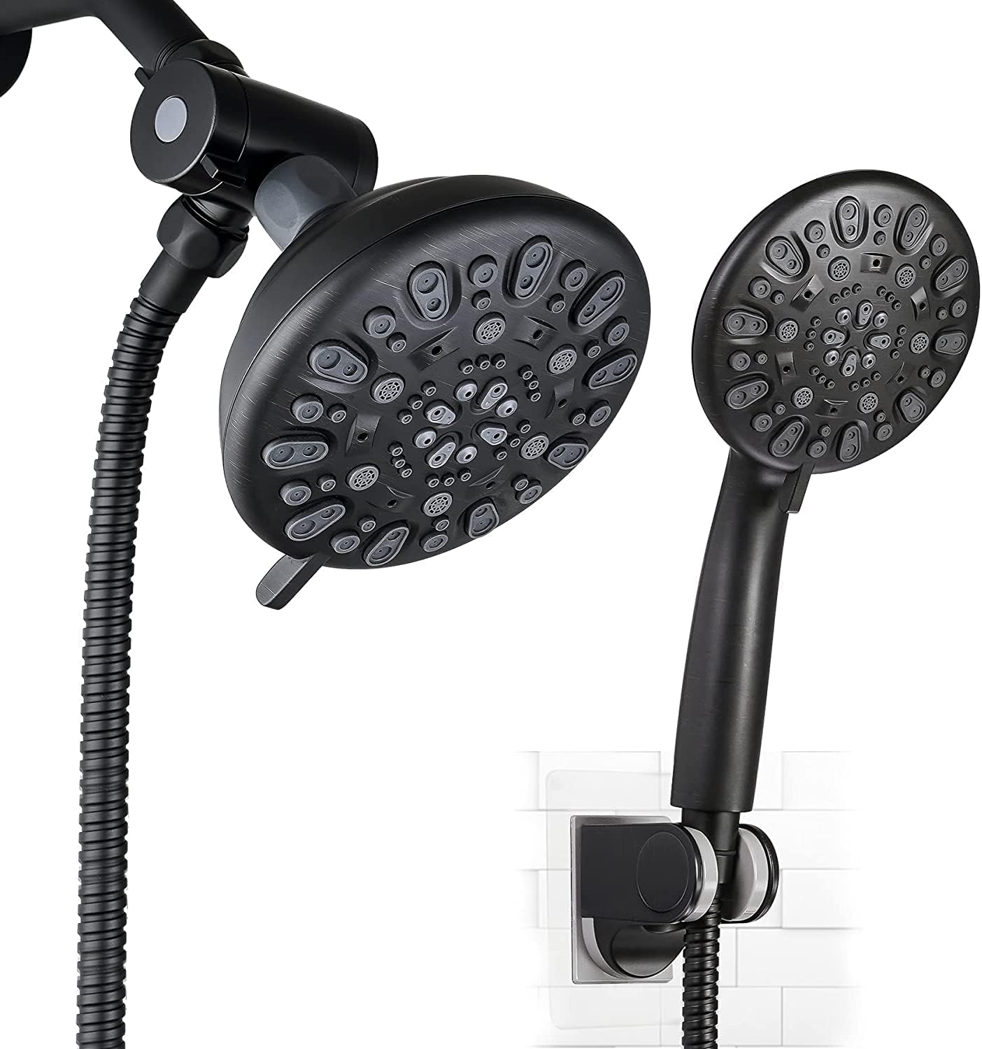 Matte Black 5" Rain Shower Head with Handheld Spray Combo, Pack of 2 R5312
