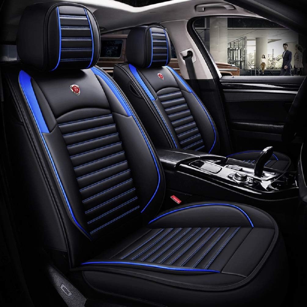 Black-red PU Leather Car Seat Covers 5 Seats Full Set I5290