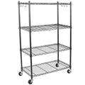 Black Adjustable Heavy Duty Metal Shelving Storage Rack on Wheels Casters G121578