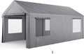 10x20ft Heavy Duty Carport with 8 Legs 4 Mesh Windows, Removable Walls&Doors C576