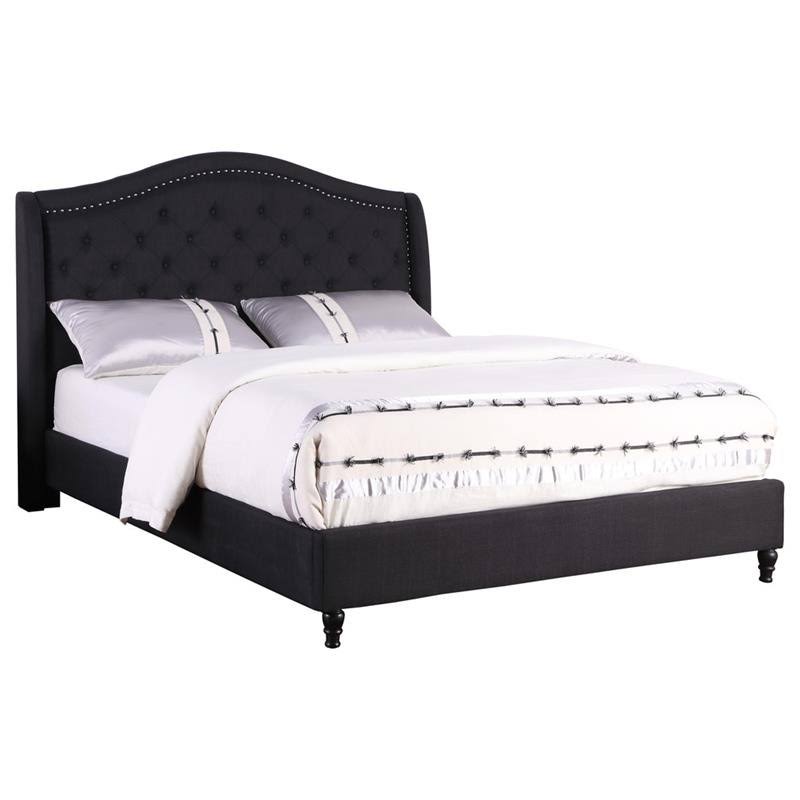 Black King Upholstered Platform Bed F644