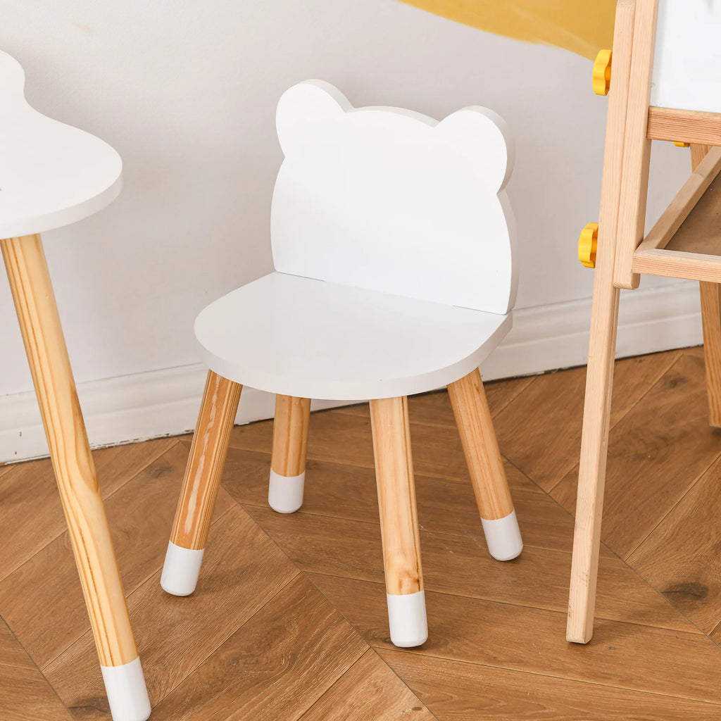 White Wooden Kids Table and 2 Chairs Set E994967