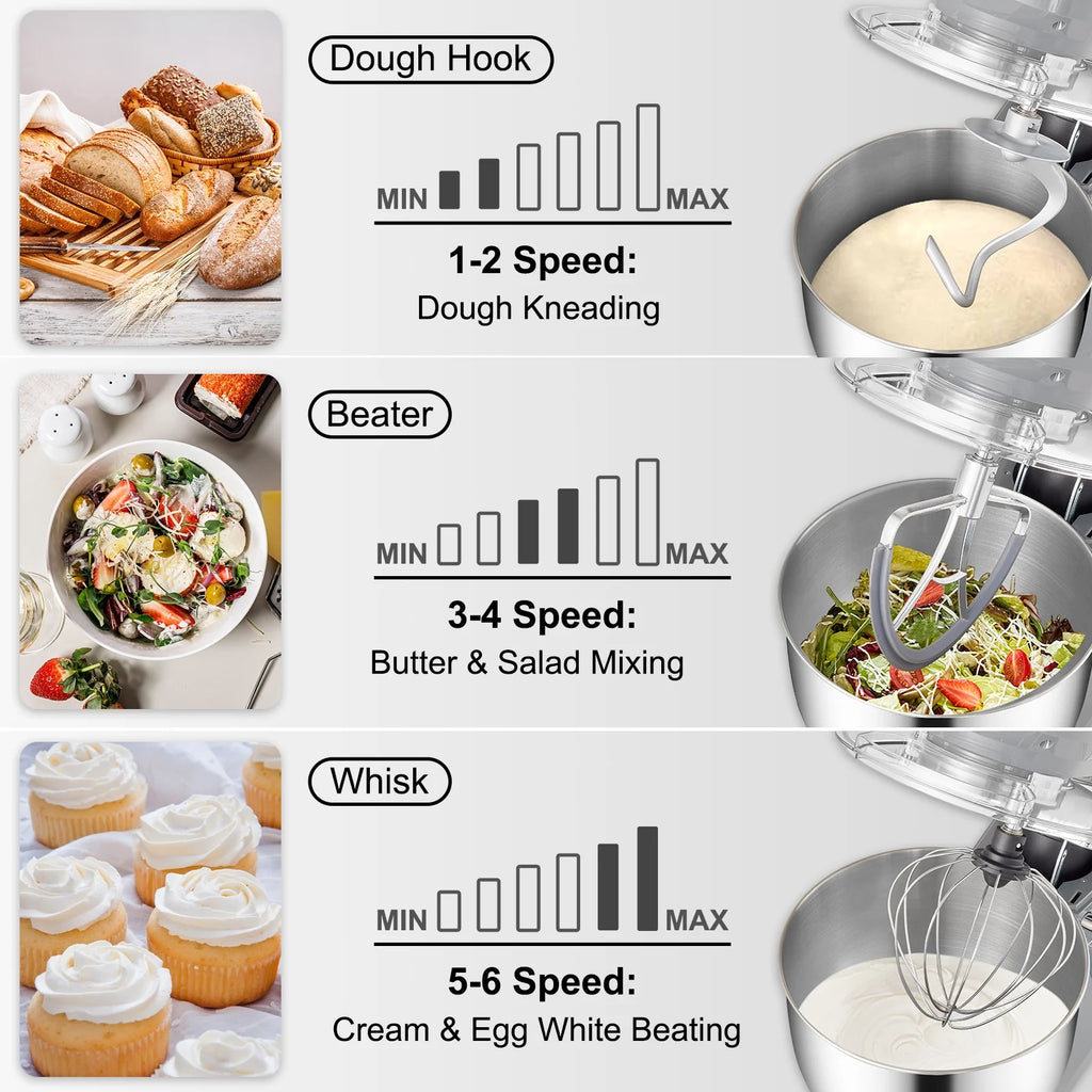 Stand Mixer 7.4Qt Electric Dough Mixer with 6 Speeds LCD Screen 660W Z33315