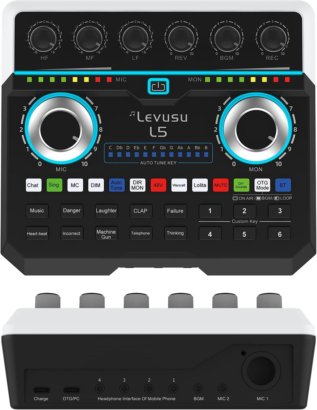 USB Digital Audio Interface with DJ Mixer and Live Sound Card, XLR, Phantom Power, Portable Podcast Studio Equipment U2304