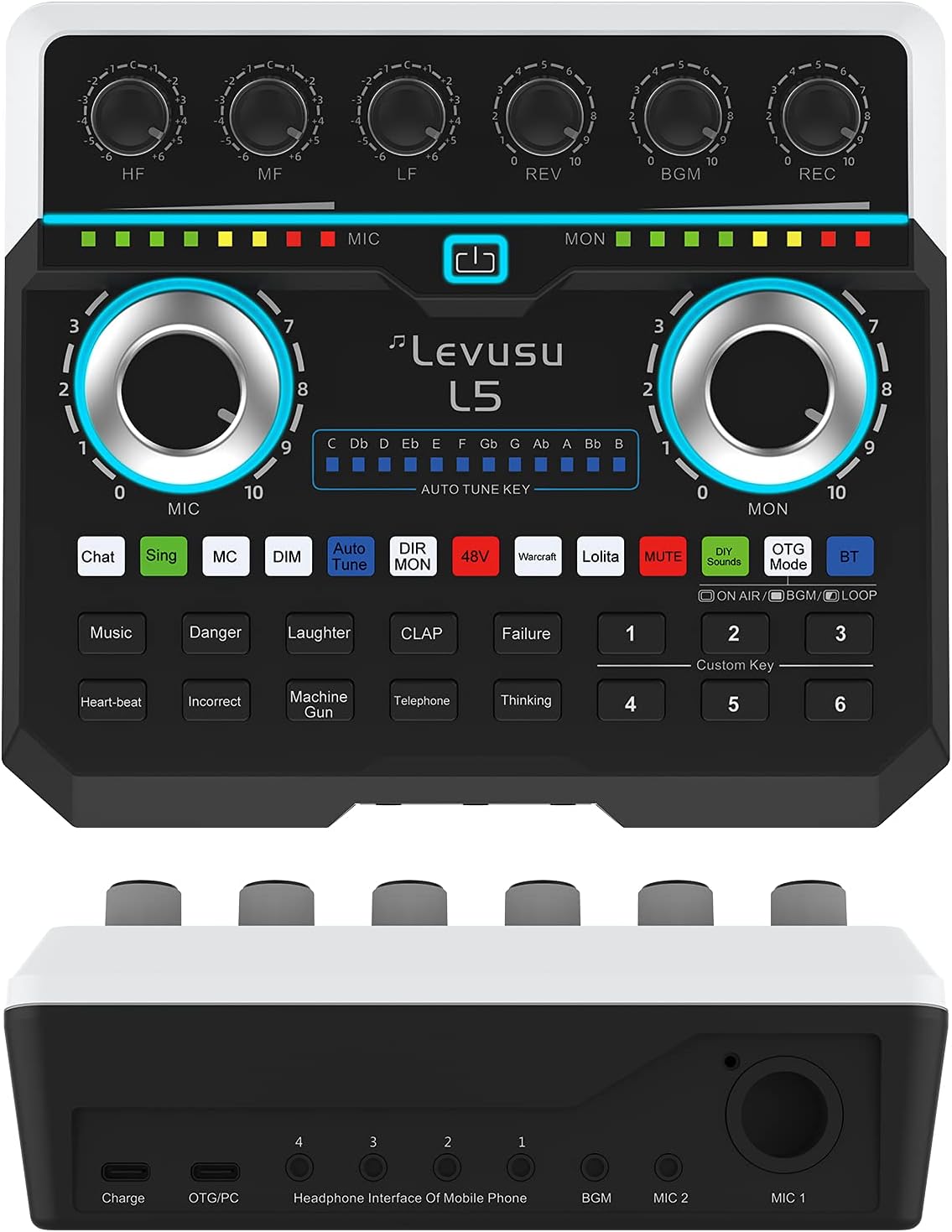 USB Digital Audio Interface with DJ Mixer and Live Sound Card, XLR, Phantom Power, Portable Podcast Studio Equipment U2304