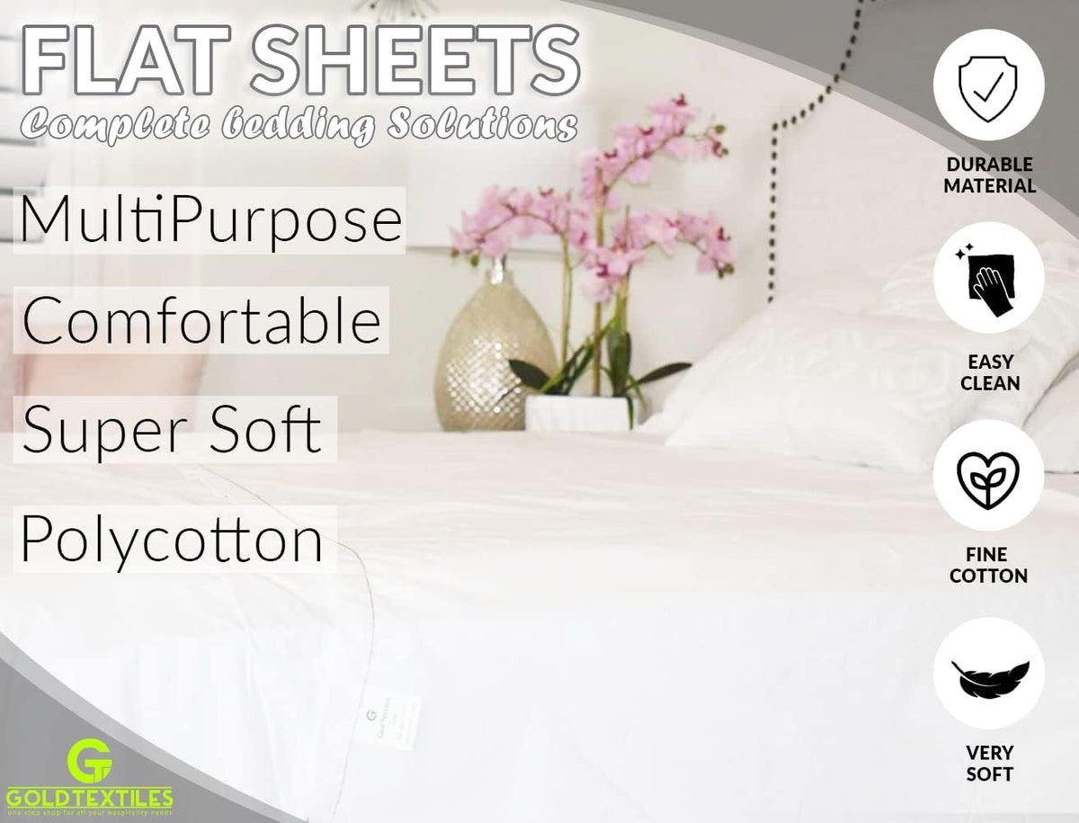 Queen XL White Percale Flat Sheet J52354