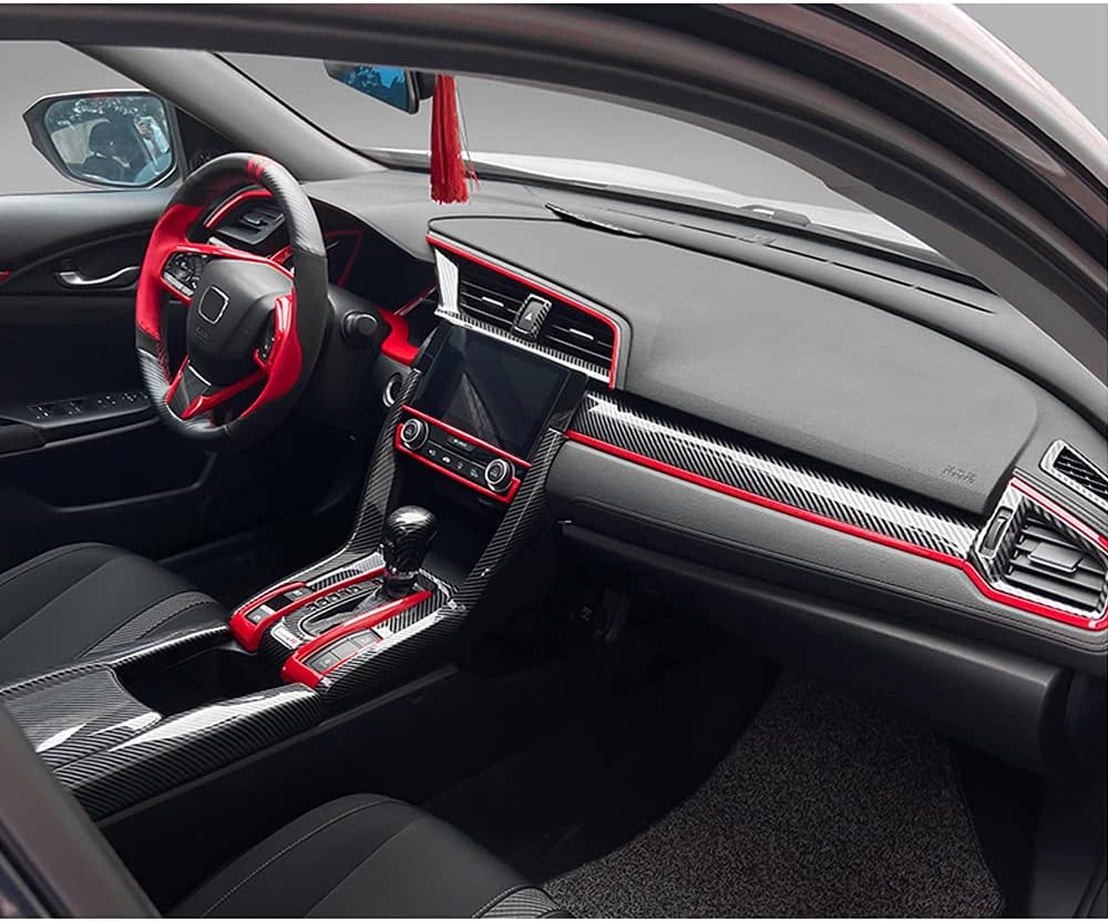 Carbon Fibre ABS Air Conditioning Outlet and Panel Instrument Panel for 10th Gen Honda Civic 2016 2017 2018 2019 2020 2021 C58008