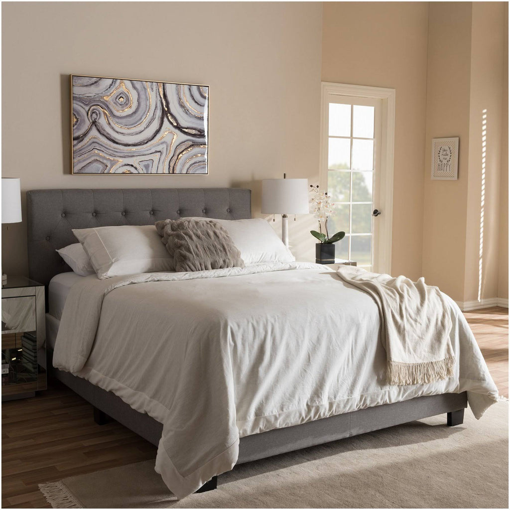 Light Grey Full Fabric Upholstered Bed K800487