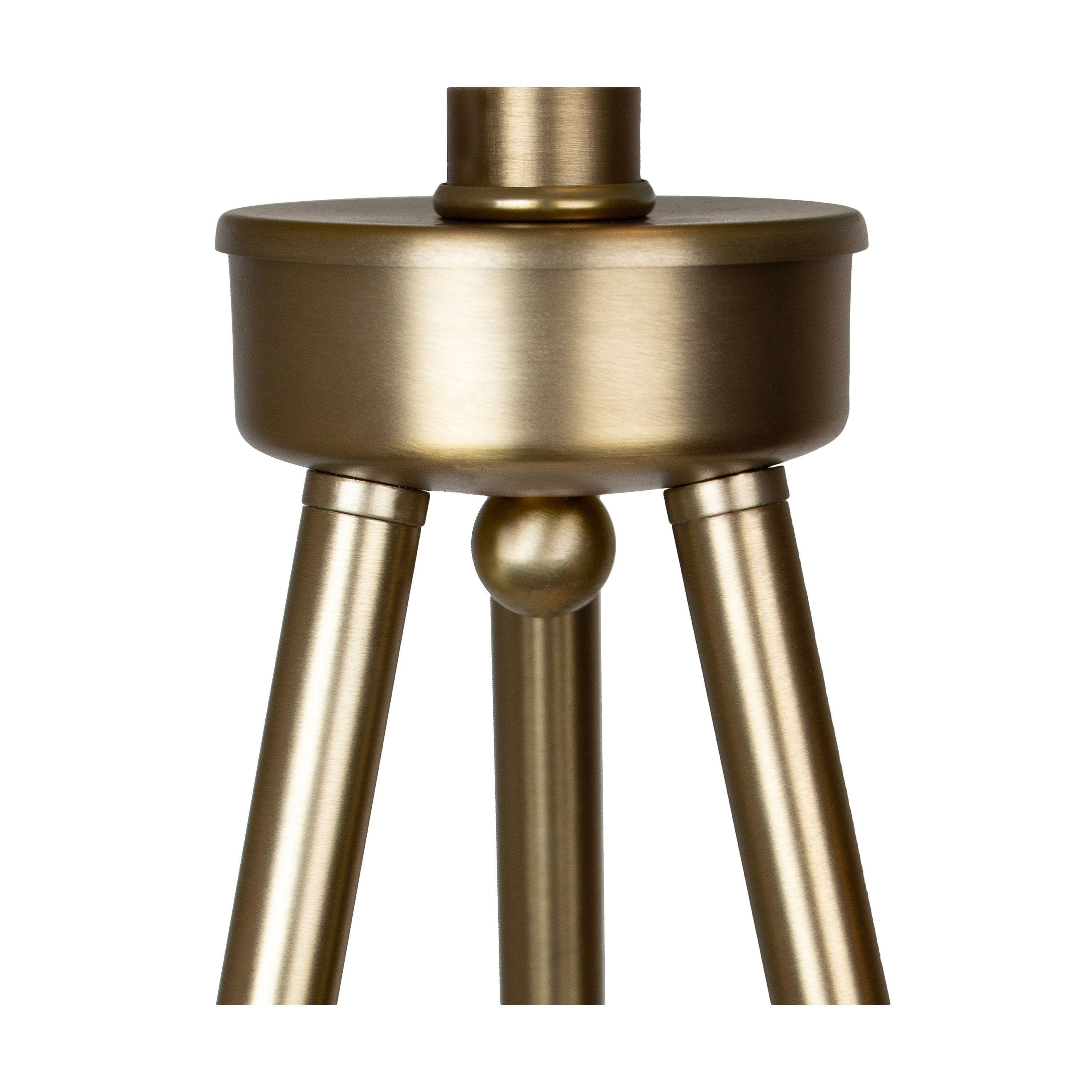 Plated Gold Floor Lamp with Natural Linen E4452