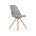 Grey Mid Century Side Chair with Natural Wood Base Set of 2 S5354