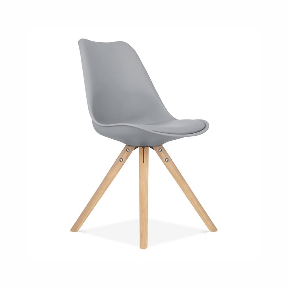Grey Mid Century Side Chair with Natural Wood Base Set of 2 S5354