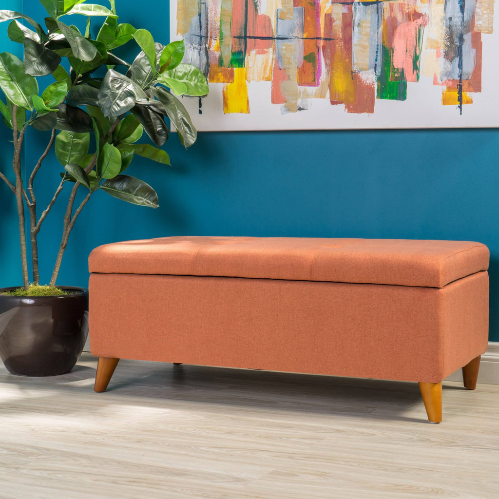 Orange Fabric Storage Ottoman I11515
