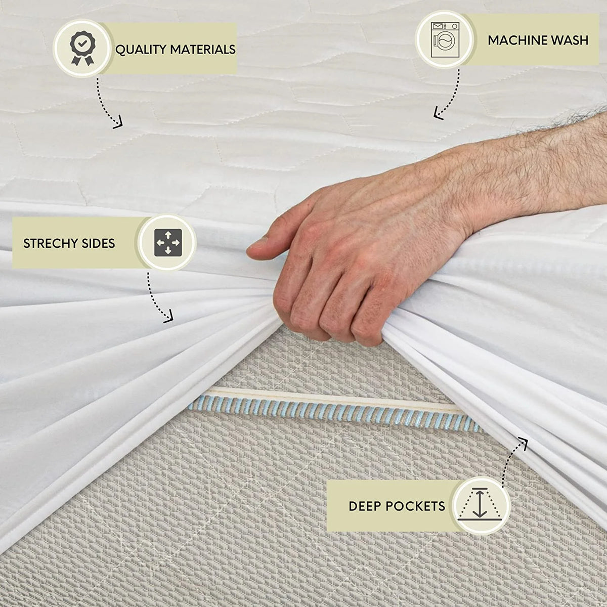 King Size Hypoallergenic Mattress Pad Protector with Deep Pockets U856638
