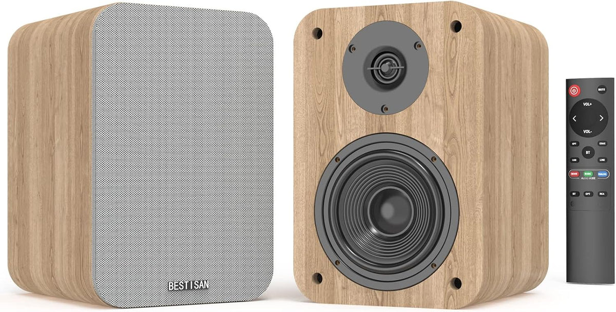 4 Inch Powered Bookshelf Speakers with Bluetooth E285