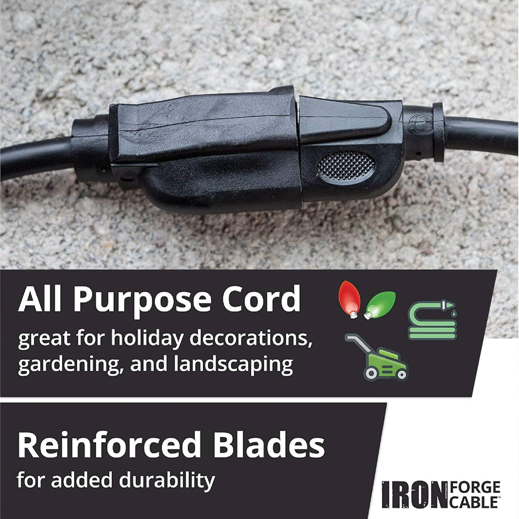 200 Ft 16/3 Black Outdoor Extension Cord with 3 Prong Grounded Plug T6512