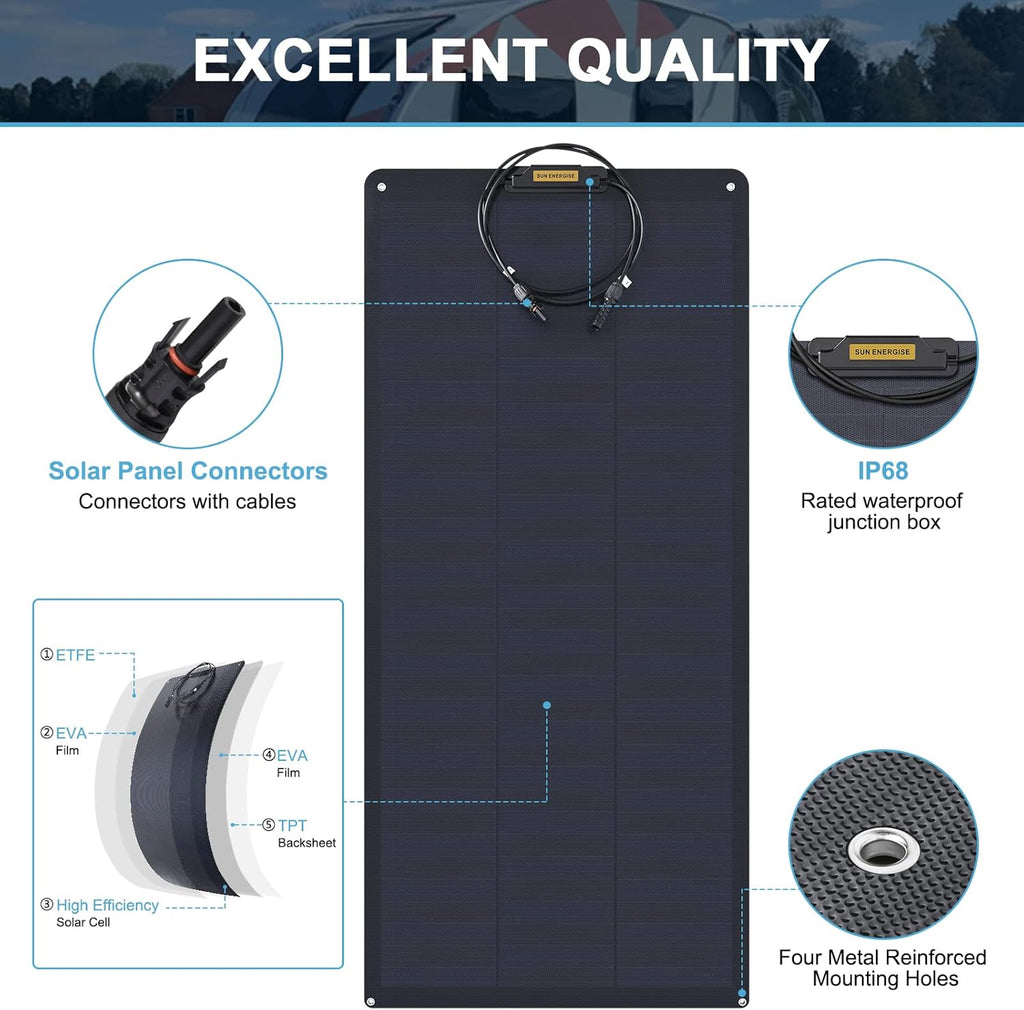 100W 12V Monocrystalline Semi-Flex ETFE Solar Panel Q956417