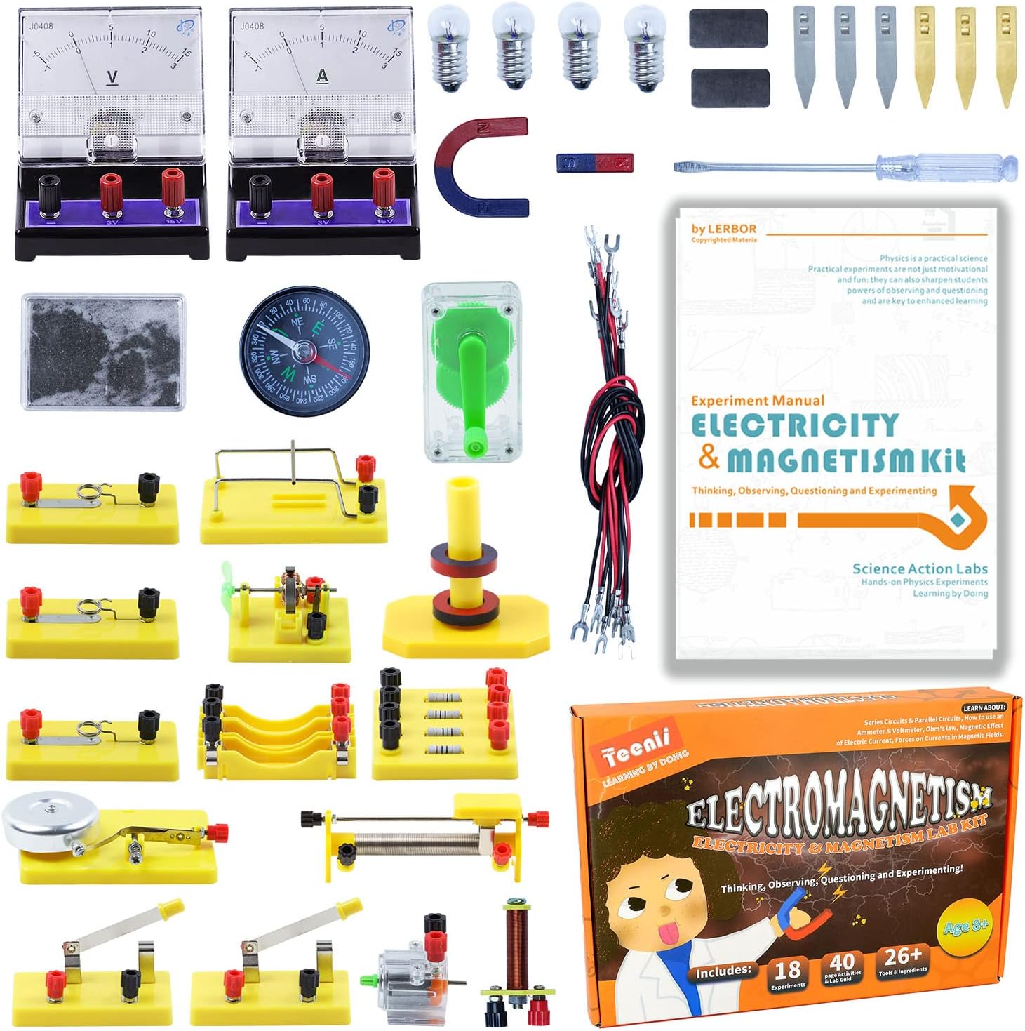 Electricity and Magnetism Experiment Kit for Kids Basic Circuit Learning Set Physics Science Lab Educational Toys Age 8+ Pack of 2 W542
