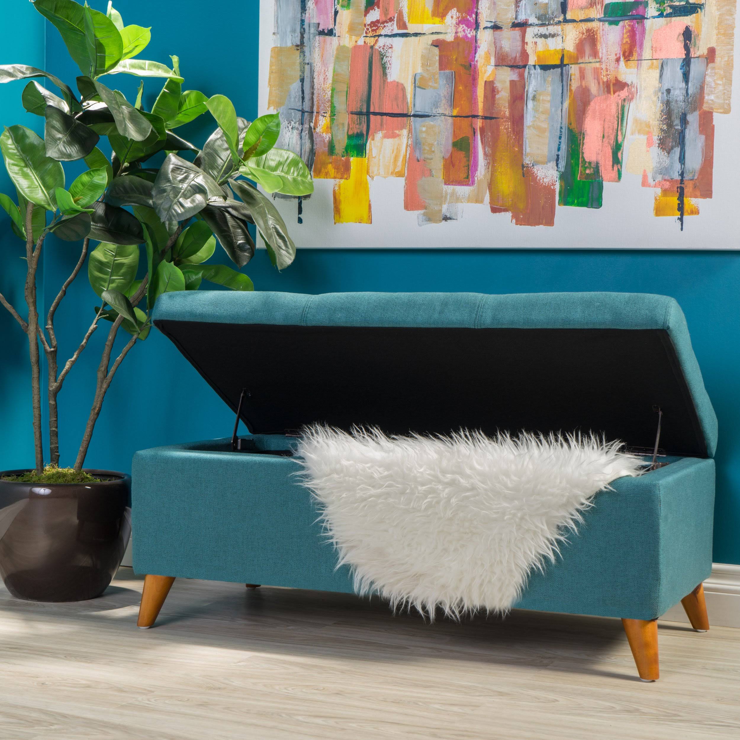 Orange Fabric Storage Ottoman I11515