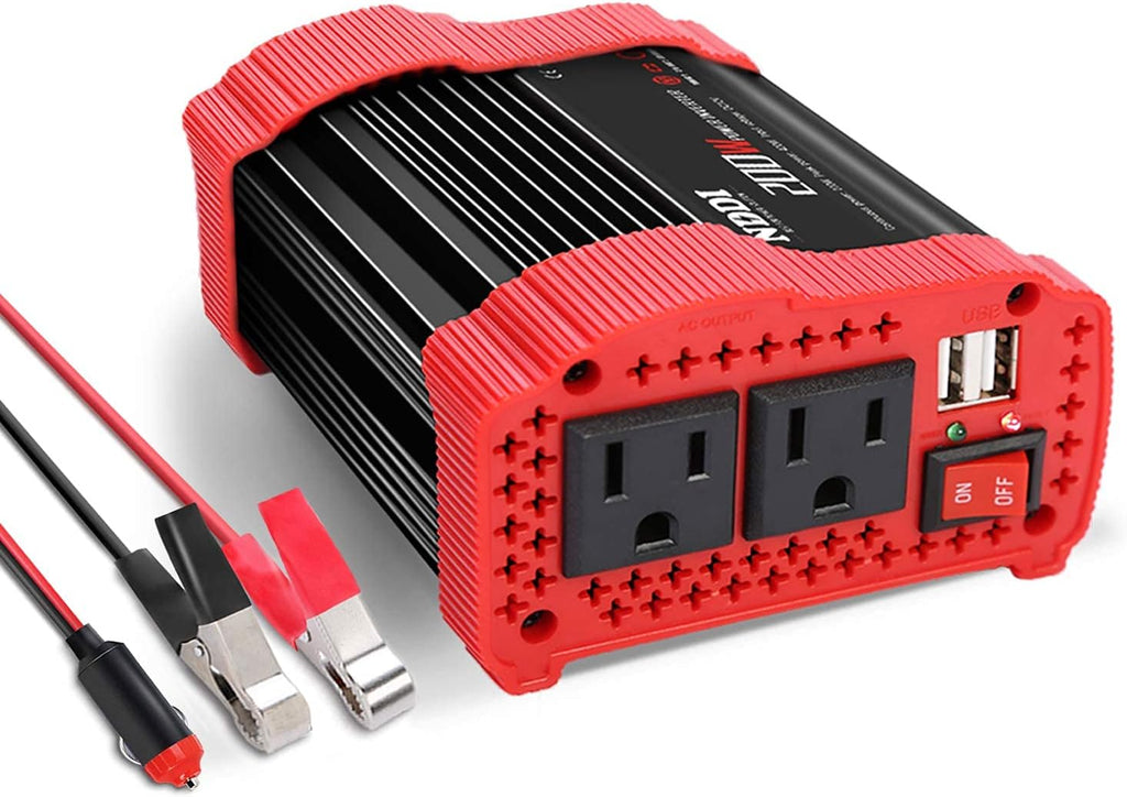 200W 12V DC to 110V AC Car Power Inverter with Dual USB, Pack of 2 R337054