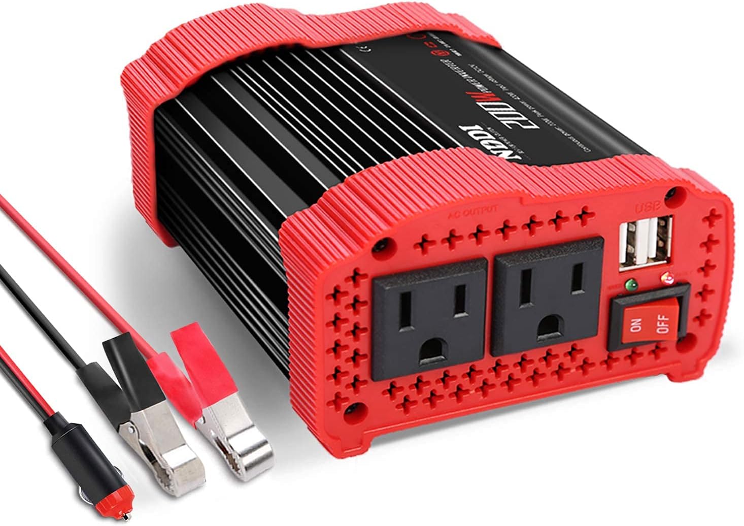 200W 12V DC to 110V AC Car Power Inverter with Dual USB, Pack of 2 R337054