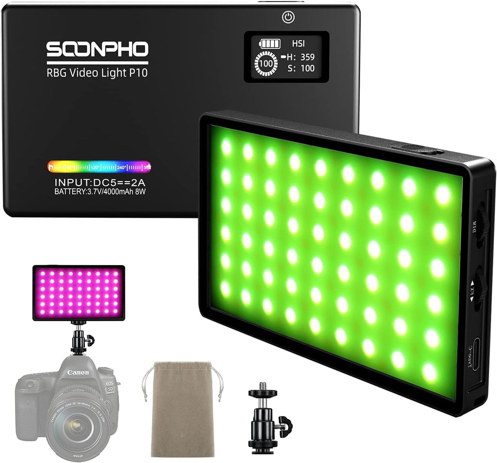 RGB 360° Full Color Rechargeable LED Video Light, Pack of 2 G581643