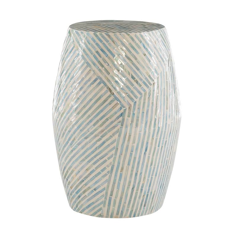 Light Blue Capiz Drum Table V878268