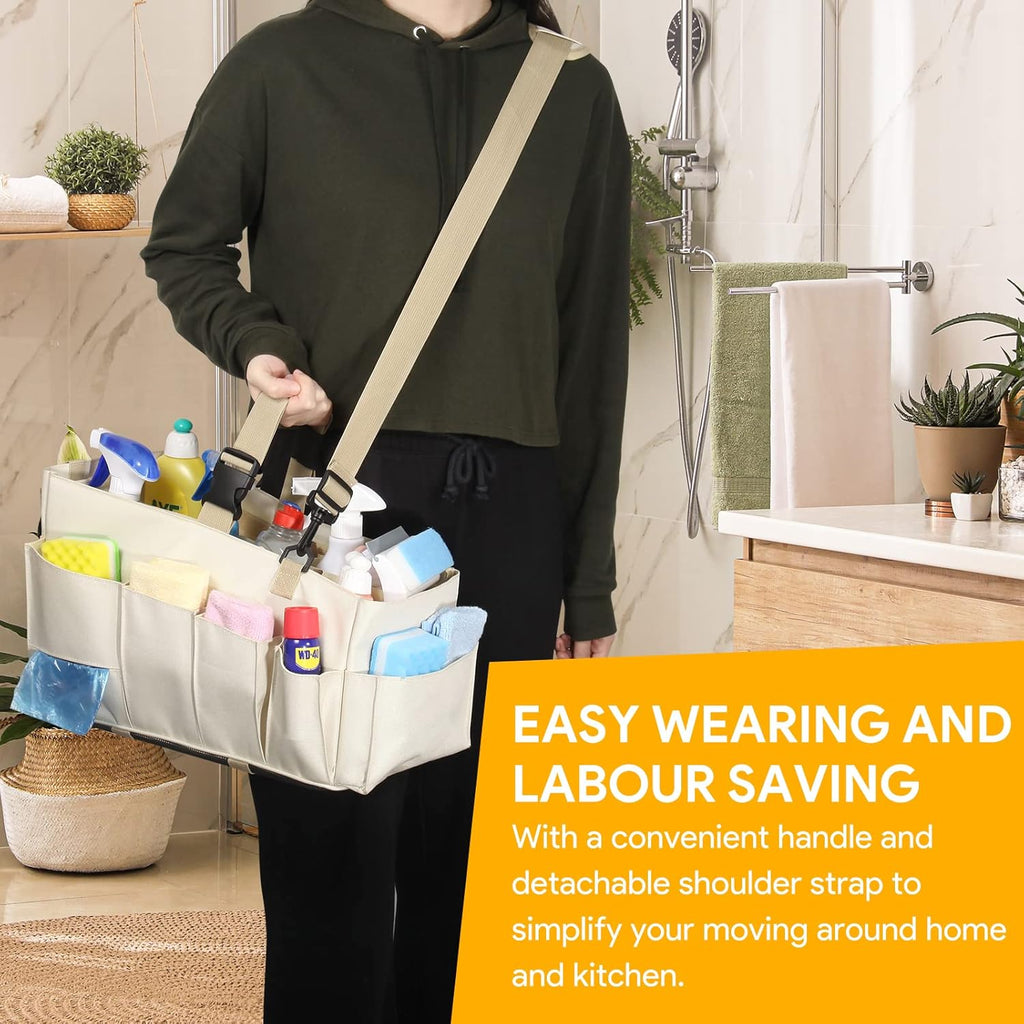 Large Cleaning Caddy Organizer with Handle, 2 in 1 Nesting Bag with Shoulder Strap Z612