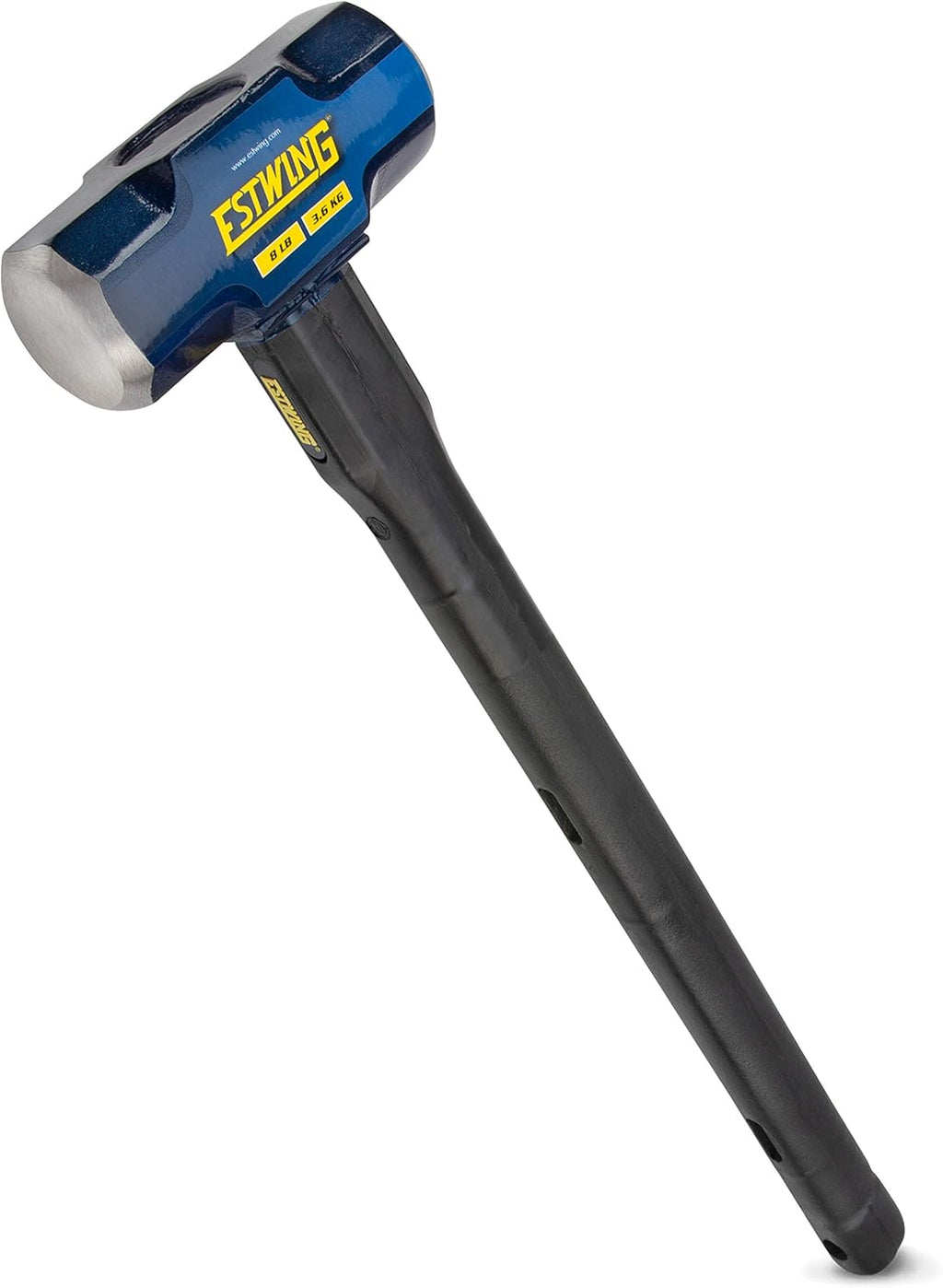 8-Pound Hard Face Sledge Hammer with Vulcanized Rubber Overlay J93384