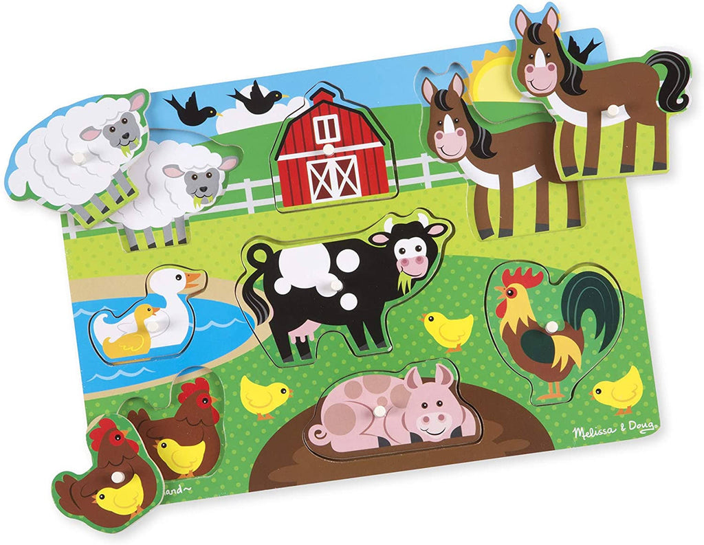 Wooden Peg Puzzle Farm Animals F101