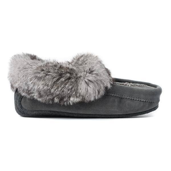 Genuine Rabbit Fur Trim Moccasin B512576