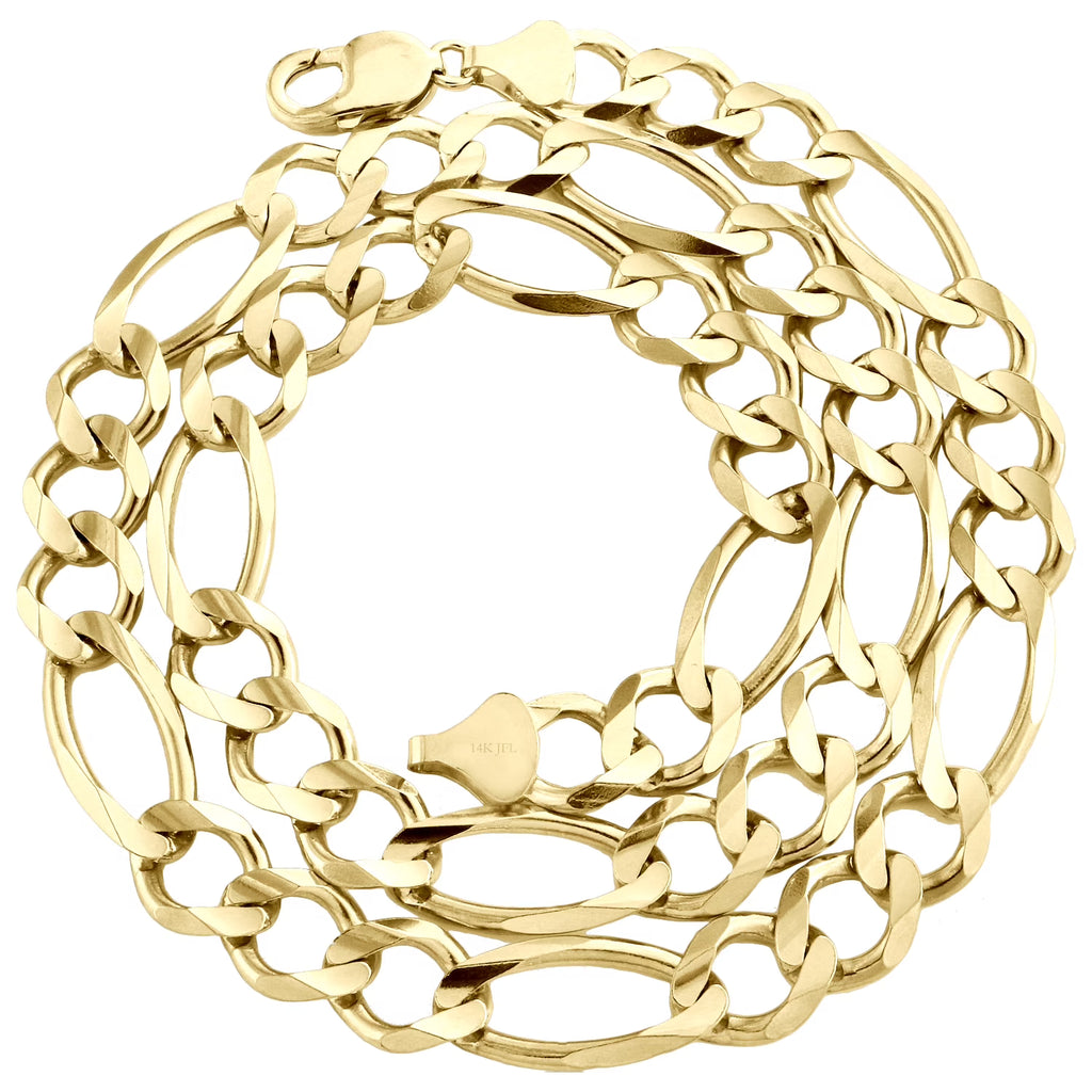14K Yellow Gold 12mm Solid Figaro Link Chain Necklace 20 Inch V3087